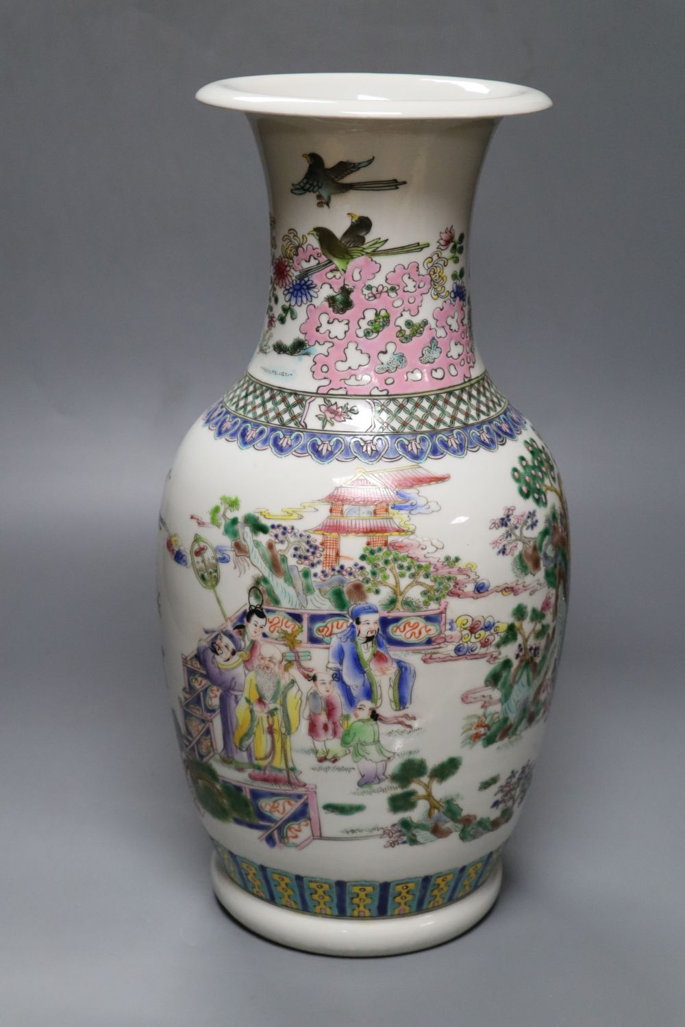 A Chinese famille rose baluster vase